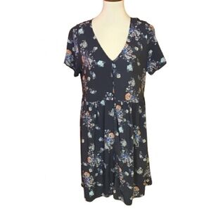 a.n.a Navy Floral Mini Dress